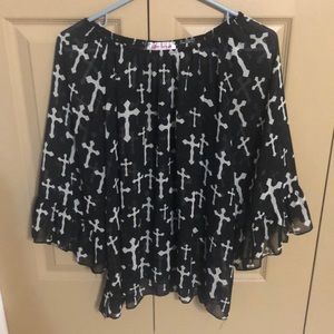 Half sleeve, Black with white crosses tunic top